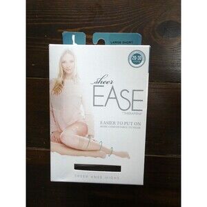 Therafirm Sheer Ease L Short Knee Highs Compression Hose Sand Beige 20-30mmHg